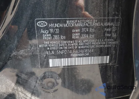 2020 Hyundai Elantra Se from USA, damaged, VIN 5NPD74LF6LH618564